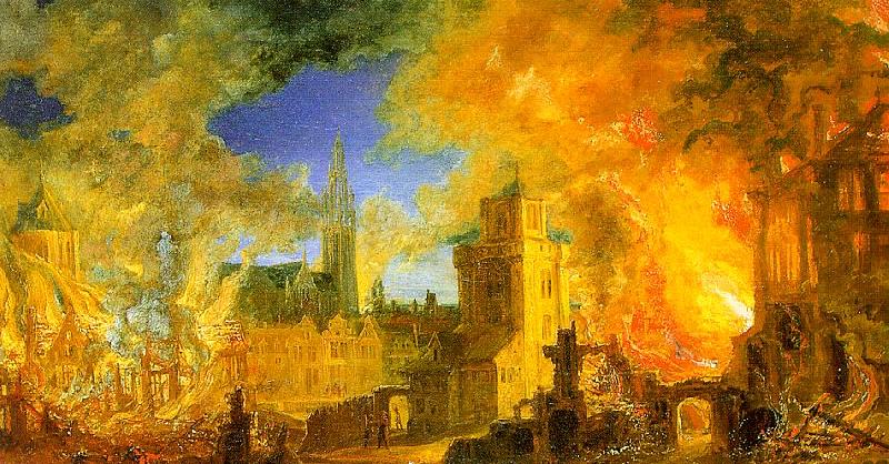Daniel van Heil The Gunpowder Storehouse Fire at Anvers oil painting picture